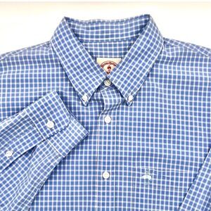 Brooks Brothers Red Fleece Button Up Baby Blue Plaid Checkered Shirt Men's SZ XL